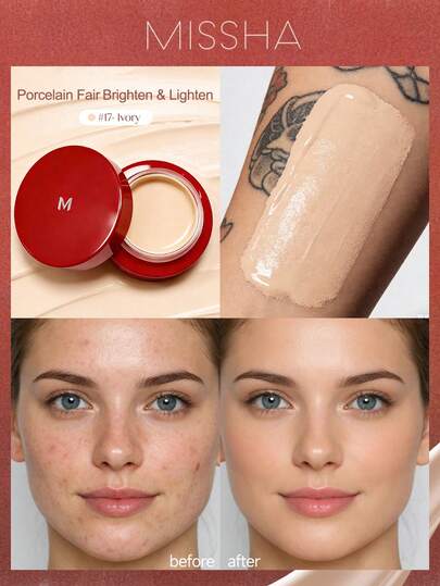  Missha M Glamour Aurora Hydra 无瑕面霜 | 24 小时无瑕妆容 | 瓶装，完美遮瑕，持久提亮，轻盈水润，假日必备玫瑰女孩最佳色彩魅力氛围，女士圣诞礼物，时尚女装品牌，返校季，新娘婚纱，夏季，情人节，假期，情人节