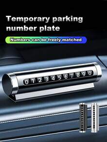 Temporary Parking Number Plate, Movable Car Number Plate, Creative Metal Roller Car Sign Phone Plate With Clear Numbers, Alloy Material Resistant To Summer Heat, Compact Design Not Blocking Driving Vision, Placed Inside Car Without Occupying Space - Multicolor - View 2