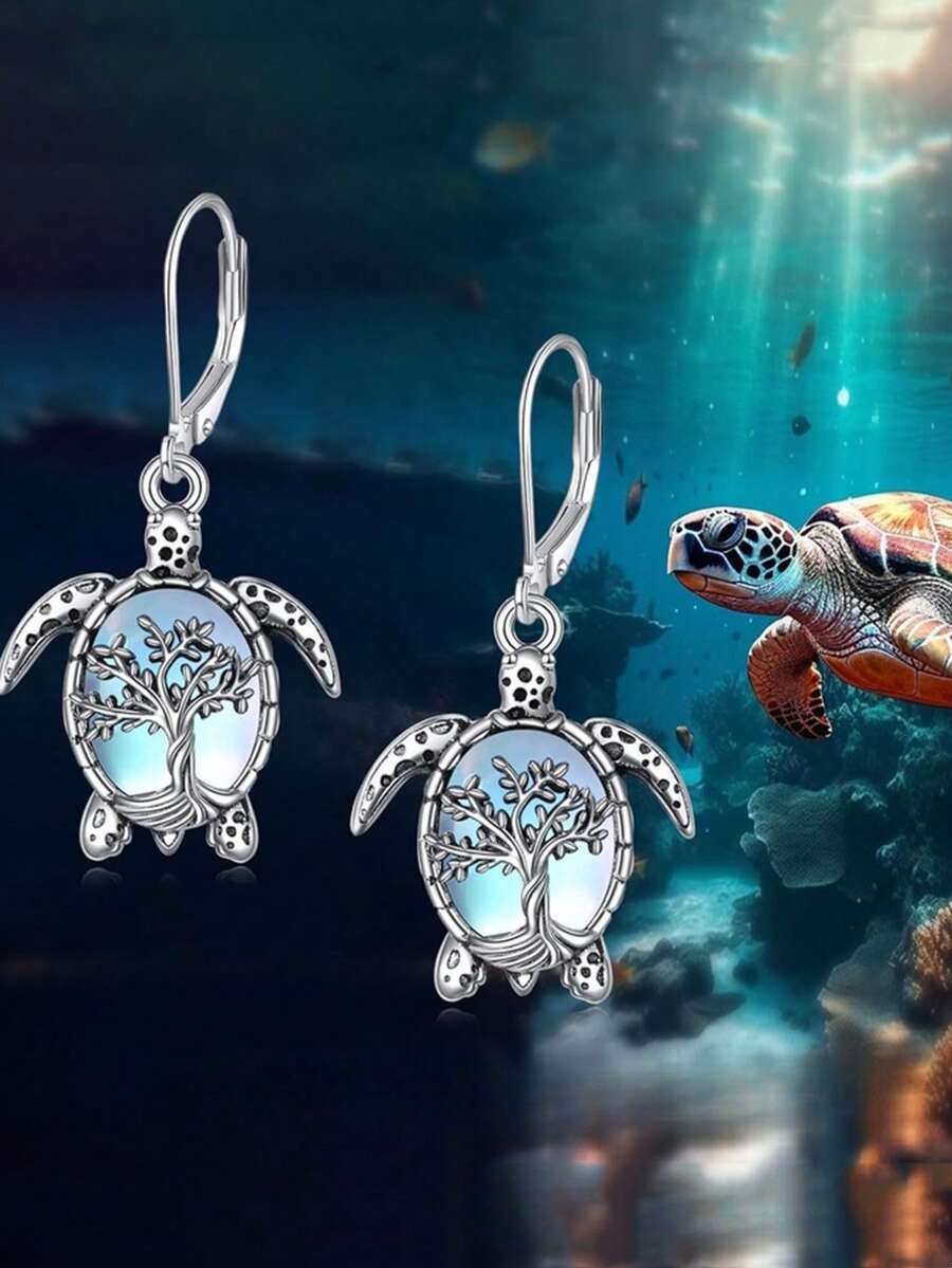 1对生命之树可爱海龟吊坠耳环 女士派对首饰 优雅配饰 情人节 周年纪念日 生日礼物 - 耳環 - 查看 1