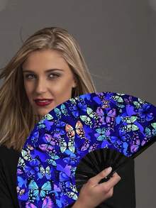 5支/套 大型可折叠西瓜形日式舞蹈扇，适合节日派对和表演，轻便，可搭配彩虹服装、迪斯科、霓虹派对装饰，可折叠设计便于携带。 - 多色 - 查看 10