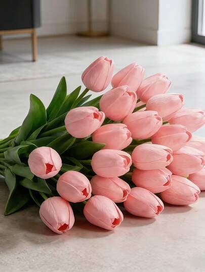 10支仿真郁金香花束，多色PU材质，逼真郁金香，适合家居装饰、复活节、母亲节、情人节、婚礼等场合。