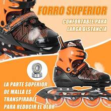 Patines En Línea Ajustables Para Niños Y Niñas, Azul Y Negro Color Naranja Talla De Los Patines M(20.5-23cm) Tamaño De Las Ruedas 72 Mm - Naranja - Ver 3