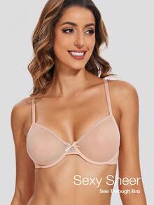 Sujetador de malla transpirable y ligero sin forro de WINGSLOVE - Rosa coral - Ver 1