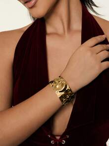 Altistry 1pc Geometric European And American Exaggerated Design Bangle - Yellow Gold - View 4