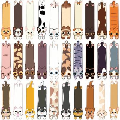 10张/20张/30张原创极简猫咪阅读书签，创意文具，随机发货，印刷品可能存在轻微色差