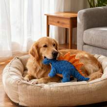 fgofoc Pet Chew Squeaky Plush Toy, Premium Squeaky/Sound Toy, Dual-Layer Soft Fabric Tear-Resistant/Washable, Suitable For Cats & Dogs, Fun Cute Unique Plush Dinosaur Toy, Fit For Small & Medium Dogs - Dog Birthday Gift - Cat & Dog Toy With Squeaker - Blue - View 4