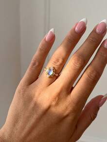 1pc S925 Sterling Silver Delicate Lace Moonstone Ring, Exquisite Jewelry For Women, Mother's Day Gift, Daily Wear - Wrap Moonstone Ring - View 2