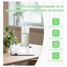 Dispensador de Agua Eléctrico Recargable, Bomba de Agua Automática,portátil, dispensador de agua portátil recargable por USB-C para uso doméstico - Blanco - Ver 8