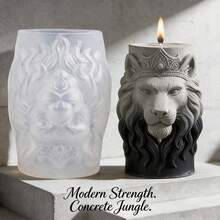 1Pc Crowned Lion Head Ornate Relief Nonstick Silicone Candle Mold, 3D Sculpture Easy Release Candle Mold For Holiday Gift And Home Styling - SHJY-gJ381 - View 11