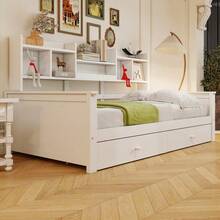 Kids Bed Frames, Headboards & Footboards - White + Wood + 90cm*200cm-1 - View 3