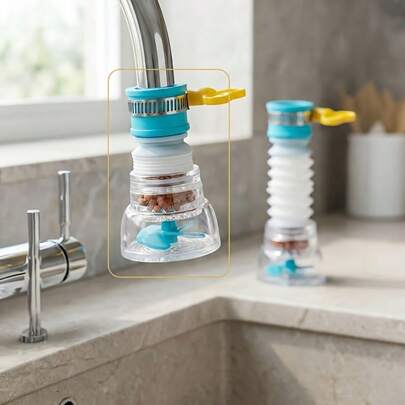 Bộ lọc nước bằng nhựa cho vòi nước - Không cần điện - Phụ kiện tiết kiệm nước cho bồn rửa nhà bếp có thể thu gọn