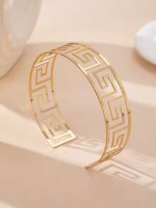 6件套波西米亚风金色镂空圆环手链、项链、耳环、戒指套装，适合女性日常、度假、派对佩戴 - 金黃色 - 查看 5