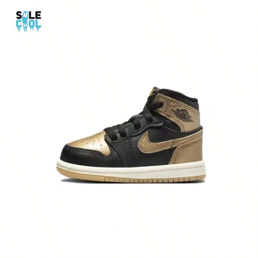 Nike TD Toddler Air Jordan 1 AJ1 Retro High Black Metallic Gold Shoes FD1413-071 - Nhiều màu - Xem 1