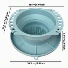 1个可折叠硅胶化妆刷清洁器、晾干架和收纳托盘 - 带纹理底座的便携式清洗垫，适用于化妆刷收纳，是送给艺术家和化妆师的理想礼物，适合旅行和工作室使用。 - 折疊式 - 查看 6