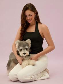 Leadlive 新款夏季女士吊带背心，运动吊带衫，黑色上衣，休闲瑜伽，优雅吊带衫 - 黑色 - 查看 10