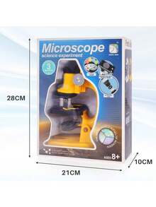 Children Microscope Kit 200X/600X/1200X Home School Educational Toys Science Lab Toys Biological Science Toy Microscope For Kids Beginner Microscope Set Gift - Yellow - View 3