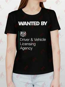 Wanted By DVLA Meme Funny T-Shirt - Black - View 1