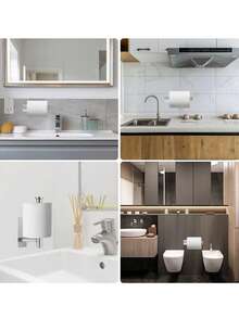1pc Silver Kitchen Paper Towel Holder, Stainless Steel Countertop Paper Towel Rack With Weighted Base, Storage Organizer For Kitchen Countertop, Space-Saving Paper Towel Dispenser, Modern Kitchen Accessory, Sleek Durable Finish, Easy Refill, Keeps Counters Clean And Neat, Reliable Household Organizer For Everyday Use - Multicolor - View 5
