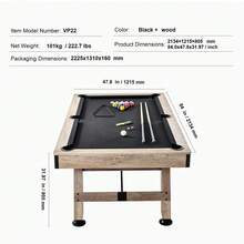 Billardtisch, 2,13 m Billardtisch, Billardtisch mit Verstellbaren Beinen, Billardtisch-Set inkl. Bällen, Queues, Kreide und Bürste, Perfekt für Familienspielzimmer für Kinder & Erwachsene - Billardtisch mit A-Fußgestell, Schwarz + Braunholz - Übersicht 7