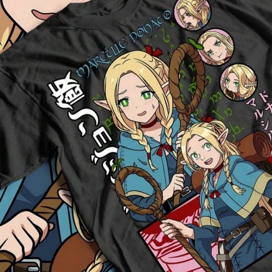 Delicious In Dungeon Marcille Donato T-Shirt Unisex Tee Manga Fan Gift Anime - màu đen - Xem 1