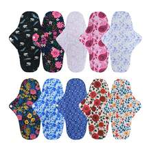 Reusable Menstrual Pads, Washable Overnight Cloth Panty Liners, 10-Piece Bamboo Cloth Large Sanitary Pads For Heavy Flow, - Multicolor - View 10