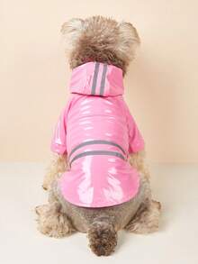 小型/中型犬反光连帽雨衣，防风防水宠物服装，适合贵宾犬、泰迪犬等幼犬 - 粉色 - 查看 15