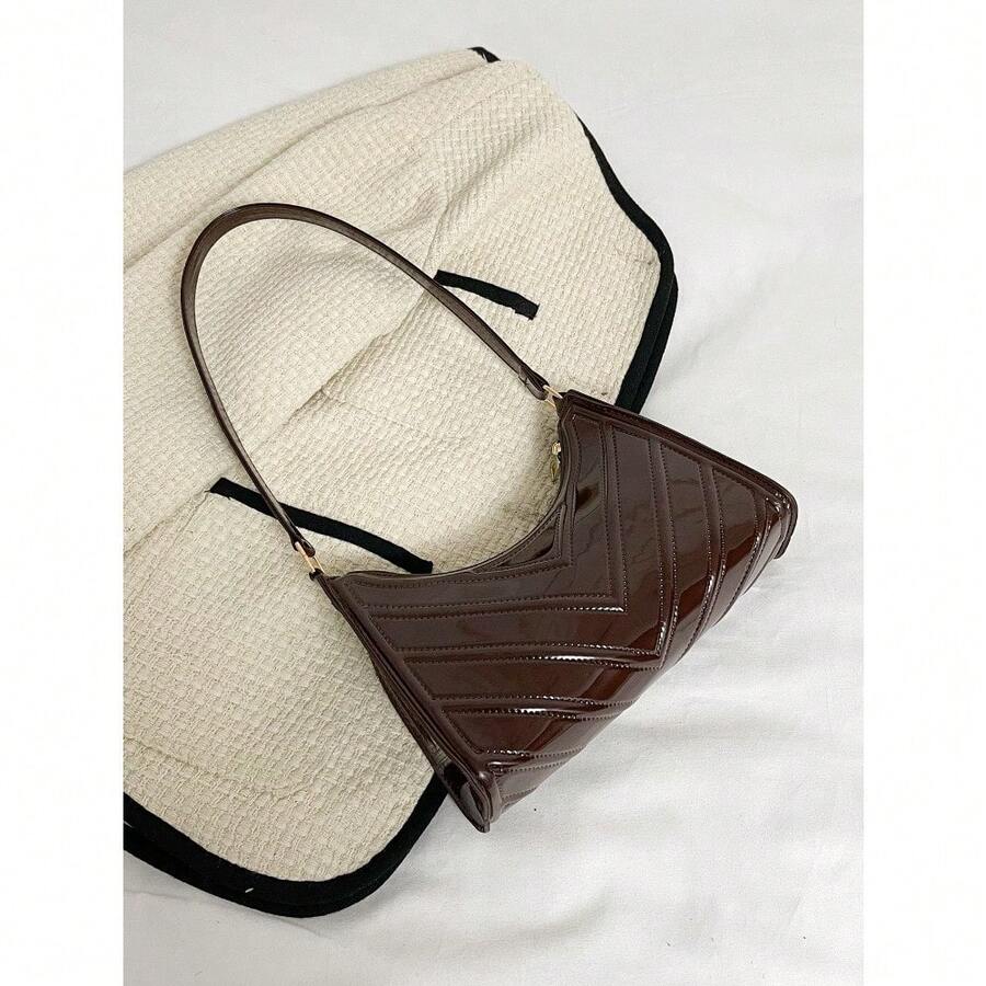 Artificial Patent Leather  Bag - 巧克力棕 - 查看 1
