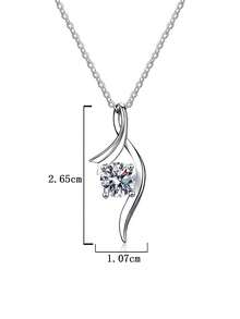 时尚奢华925纯银1克拉6.5毫米莫桑石吊坠项链，适合女性日常佩戴、宴会、节日、情人节、母亲节、结婚纪念日等场合，是馈赠佳品。 - 銀色 - 查看 3