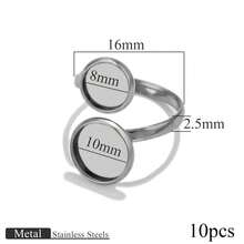 10个装不锈钢时尚戒指托盘，可调节扭曲式底座，适合家庭手工DIY珠宝制作 - B-銀色 - 查看 9