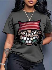 Stylish Printed T-Shirt - Versatile, Easy To Maintain And Comfortable, Women's Casual All Season T-Shirt - A-3 - 查看 4
