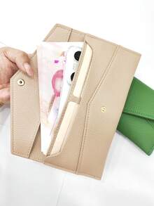 RFID Anti-Theft New Women Wallet, Soft Leather Envelope Long Wallet, Ultra-Thin Portable Minimalist Clutch - Green - View 3
