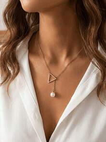 Newsoul 1条优雅可调节珍珠项链，925纯银轻盈奢华珍珠项链，精致珠宝礼品，适合女孩日常和约会穿着 - 金色 - 查看 5