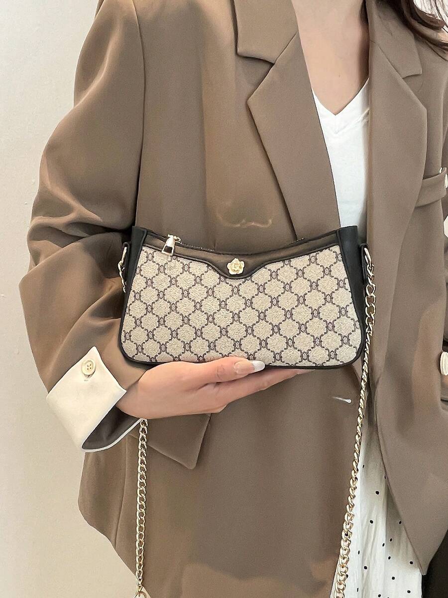 新款韩版小众设计时尚高品质休闲简约百搭单肩斜挎包 - 黑色 - 查看 1