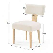 Wooden Dining Chairs Set Of 2, Modern Fabric Upholstered Kitchen Side Chairs With Comfortable Seat For Dining Room, Living Room Or Patio - [白色的] - 查看 3