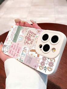 1pc Vintage Newspaper Patchwork Jesus God Slogan Floral Smiling Face Pattern Airbag Anti-Slip Soft Phone Case Compatible With Iphone 11/12/13/14/15/16 Pro Max Waterproof Shockproof Anti-Fall Scratch Resistant - 款式7(1pc) - 查看 1