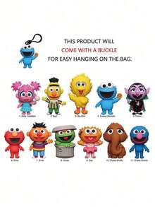 Monogram Sesame Street 1个芝麻街官方授权3D迷你人偶钥匙扣/包夹/背包挂件，随机一款，包含艾比、卡达比、伯特、大鸟、甜饼怪、冯伯爵、艾尔莫、厄尼、奥斯卡、佐伊、史纳菲、格罗弗等角色，惊喜生日派对礼物，送给朋友、粉丝、收藏家。 - 彩色 - 查看 4