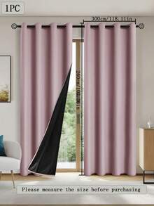 1 pieza Cortina opaca ligera con revestimiento negro aislante, adecuada para sala de estar, dormitorio, cocina, baño, decoración del hogar, decoración de habitación, cortina opaca delgada - Rosa - Ver 16
