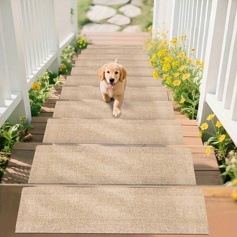 8片装家用防滑楼梯踏板，免胶防滑楼梯垫，室内商用简约防水踏步垫 - 多色 - 查看 1