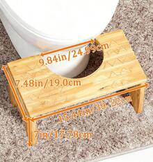 Beinilai 7 Inch Bamboo Toilet Stool, Foldable Squatting Stool With Anti-Slip Surface For Adults, Portable Potty Stool For Bathroom - Yellow - View 3