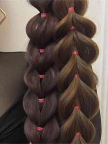 1pc Black Long Straight Ponytail Wig With Elastic Band, Women Synthetic Straight Hair Extension - Multicolor - View 5