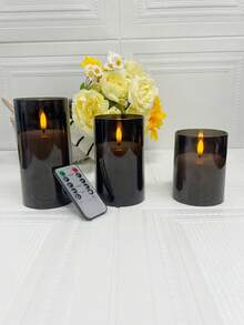 3 nến LED không lửa kèm điều khiển từ xa và hẹn giờ, chạy bằng pin (không bao gồm pin), nến trụ, hiệu ứng ngọn lửa sống động như thật, không cần điện, thích hợp cho gia đình, đám cưới, tiệc tùng, Giáng sinh. - 3 bộ - Xem 9