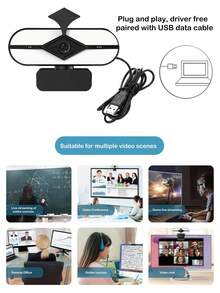 2K高清美颜直播摄像头，USB即插即用，内置麦克风，适用于电脑、笔记本电脑、在线课程和会议。 - 黑色 - 查看 8