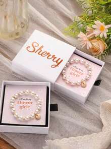 Personalized Beaded Bracelet Gift Box, Bridesmaid Thank You Gift, Girls Letter Gift Box, Wedding Anniversary, Personalized Bridesmaid Gift - Multicolor - View 4