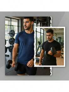 Kit 5 Camiseta Masculina Dry Fit Academia Treino Corrida Ciclismo Básica Blusa Lisa Camisa Malhar Dia A Dia - Azul Marinho - Visão 9
