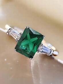 1 chiếc nhẫn đá Cubic Zirconia thời trang dành cho nữ, thích hợp làm quà tặng đám cưới, lễ đính hôn, ngày Valentine và các bữa tiệc. - màu xanh lá - Xem 11