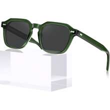 ¡RecomendadoCARFIA lentes de sol hombre polarizadas con protección UV400 - gafas cuadradas de acetato retro para conducir y pescar CA5405¡Top de Temporada - F: Montura verde militar con lentes grises - Ver 10