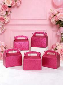 6 pezzi Scatole regalo rosa lucide con manici, forniture per confezioni regalo a tema rosa per feste di compleanno, scatole regalo per compleanni, caramelle, bomboniere per matrimoni, decorazioni per festa di nascità, decorazioni per addio al nubilato, confezioni regalo per la festa della mamma e anniversari, forniture per feste di compleanno per ragazze, regali di compleanno - Rosa - Visualizzare 2