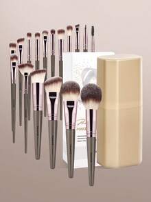 MAANGE 17pcs/18pcs/20pcs/21pcs/34pcs Professional Makeup Brush Set, Convenient To Carry. Ideal Gift For Women And Girls - Champagne - View 18