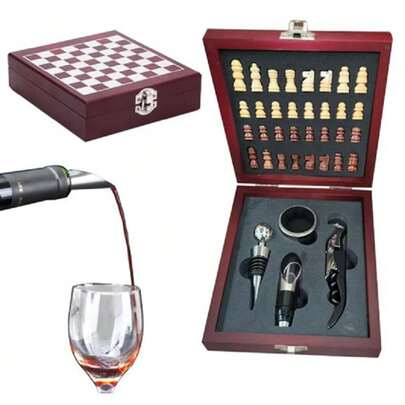 Juego De Accesorios Para Vino Y Ajedrez, Juego Para Vino Veneto Con Ajedrez, Sets de Accesorios para Vino