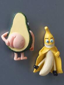 1pc Cute Creative Funny 3D Magnetic Cartoon Magnet For Fridge, Banana & Avocado Shaped Best - 均碼 - 查看 2